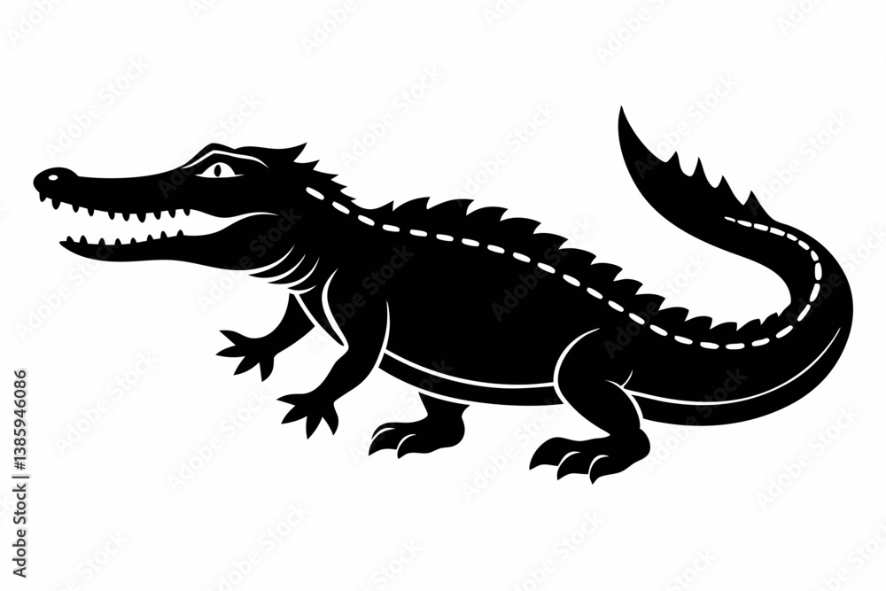 crocodile sihouette black vector crocodile sihouette black vector