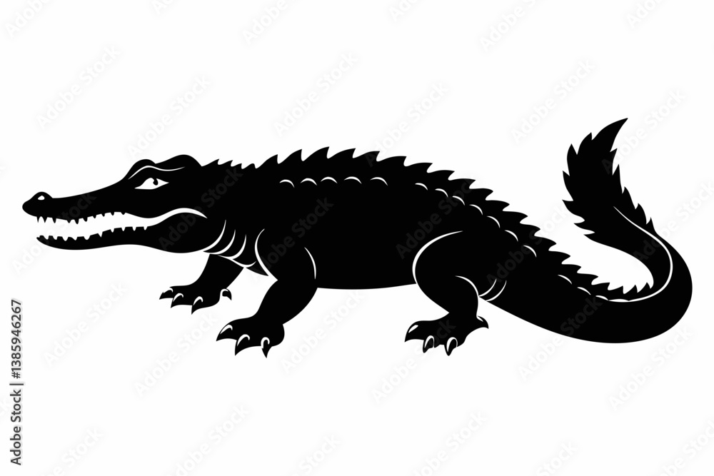 crocodile sihouette black vector crocodile sihouette black vector