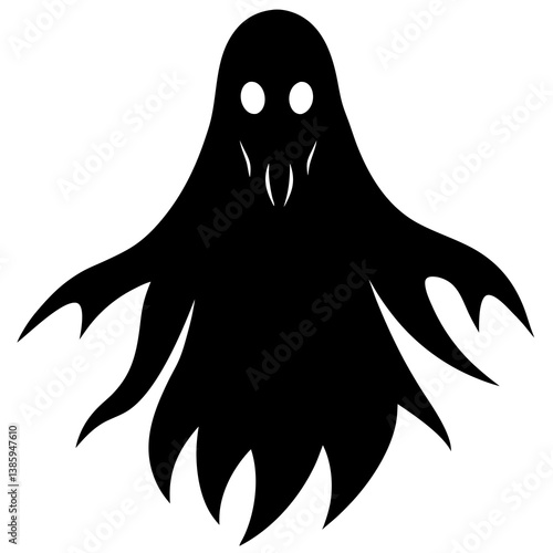 Ghost floating with eerie eyes silhouette