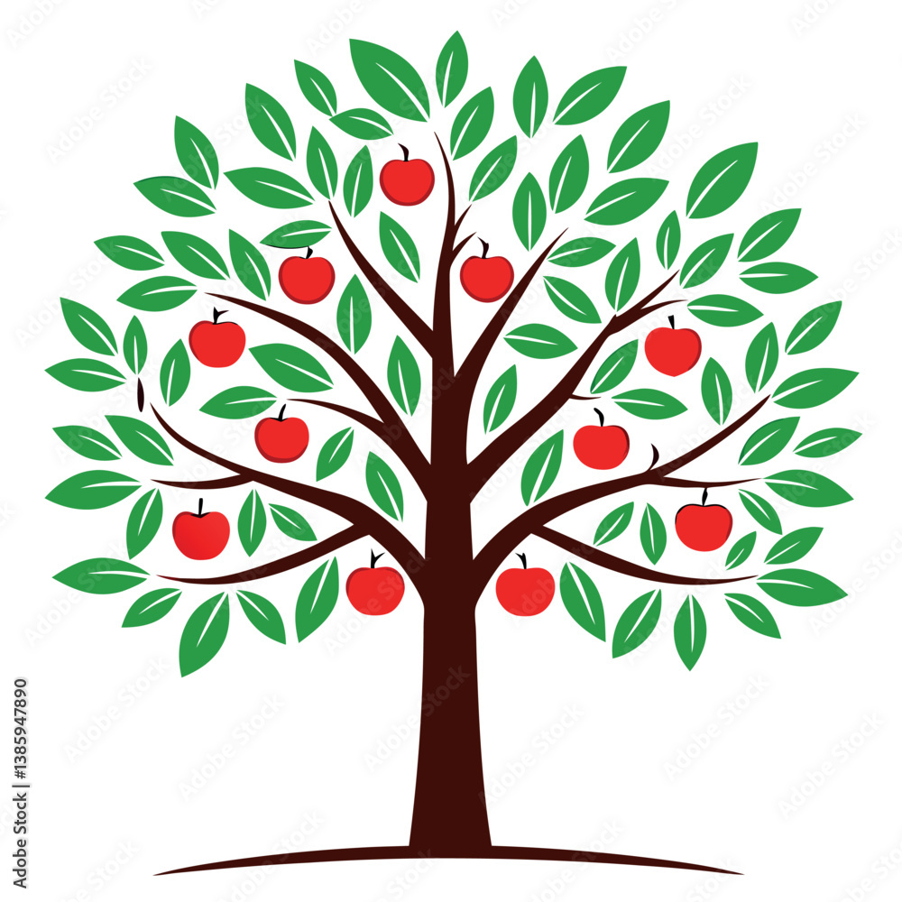 Obraz premium Apple-tree-illustration-vector-design 