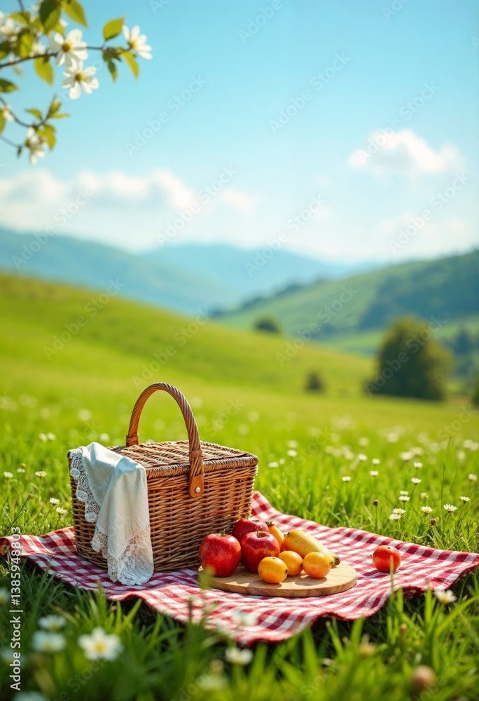 Perfect Picnic Scene on a Sunny Day with Rolling Green Hills Perfect Picnic Scene on a Sunny Day with Rolling Green Hills