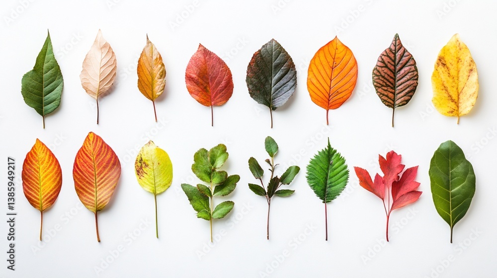 Fototapeta premium Autumn leaves in various colors and shapes (4)