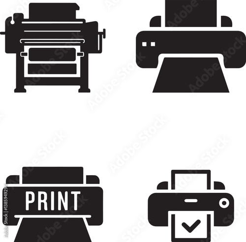 Simple Vector Icons of Printing Machines