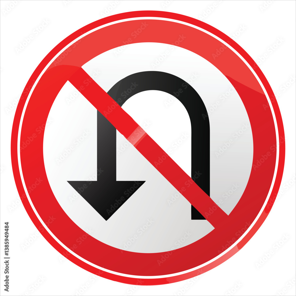 Classic No U-Turn Traffic Sign Icon with Red Slash and U-Turn Arrow for Road Safety
Classic No U-Turn Traffic Sign Icon with Red Slash and U-Turn Arrow for Road Safety