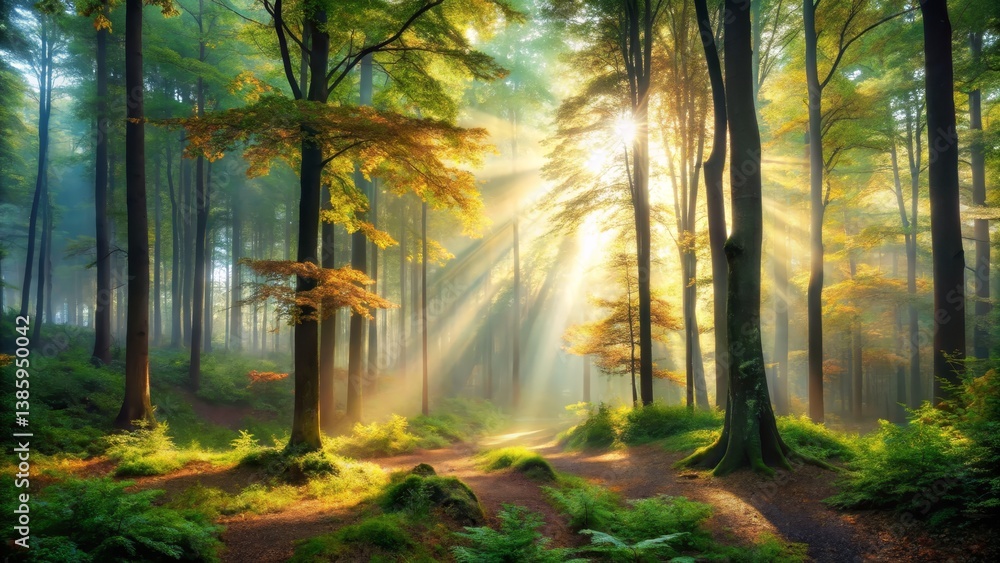 Fototapeta premium Sunlit Forest Path
