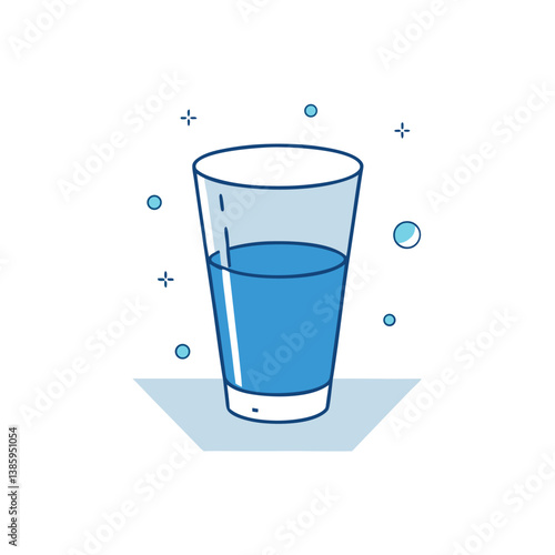 Glass-of-water  decreasing-levels minimalist illustration.  