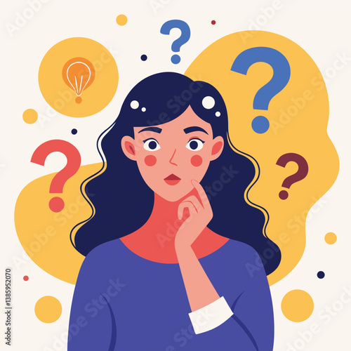 girl thinking vector illustration