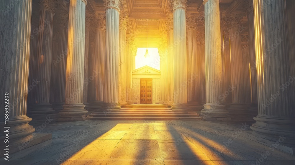 Naklejka premium Majestic Columns Bathed in Golden Sunlight