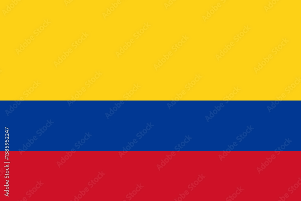 Obraz premium Vector flag of Colombia, a country in South America. Accurate dimensions and official colors. This file is suitable for digital editing and printing of any size.