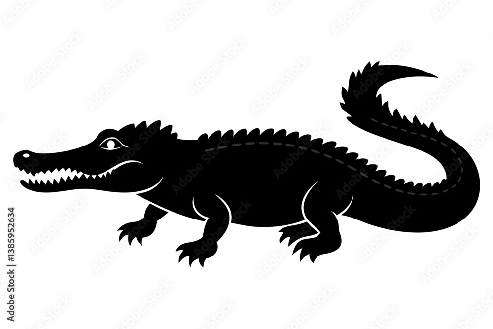 Naklejka premium crocodile sihouette black vector