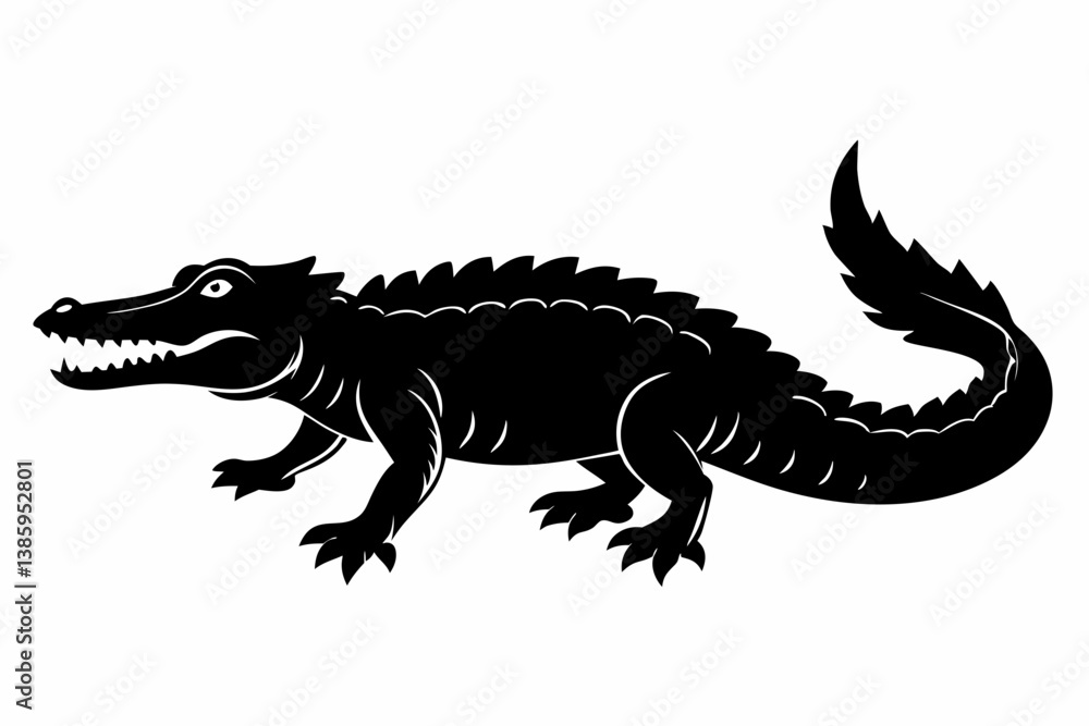 crocodile sihouette black vector crocodile sihouette black vector