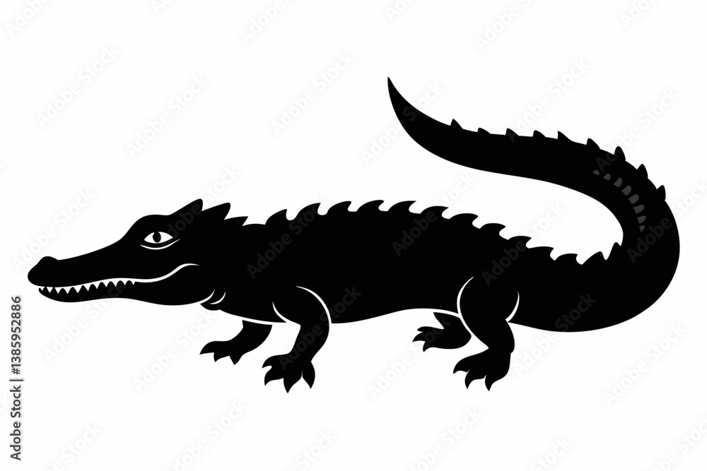 Obraz premium crocodile sihouette black vector