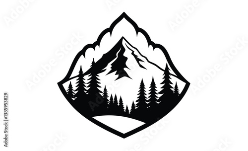 mountains and fir trees view silhouette