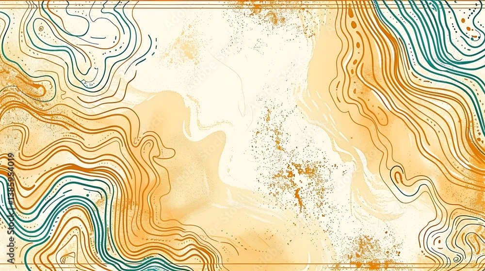 Obraz premium Abstract illustration featuring flowing lines and watercolor textures in earth tones