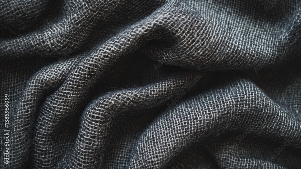 Naklejka premium Elegant black fabric texture textiles studio close-up shot soft and luxurious environment abstract concept