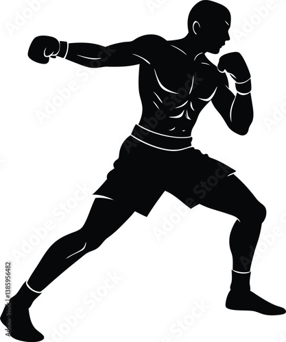 silhouette of a boxer in action