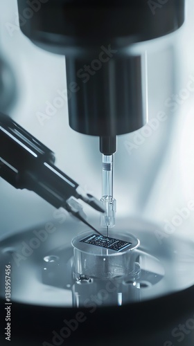 Wallpaper Mural Close-up of human hand receiving biometric chip via robotic injector in sterile futuristic lab setting Generative AI Torontodigital.ca