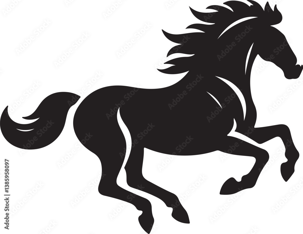 Fototapeta premium Horse black silhouette vector
