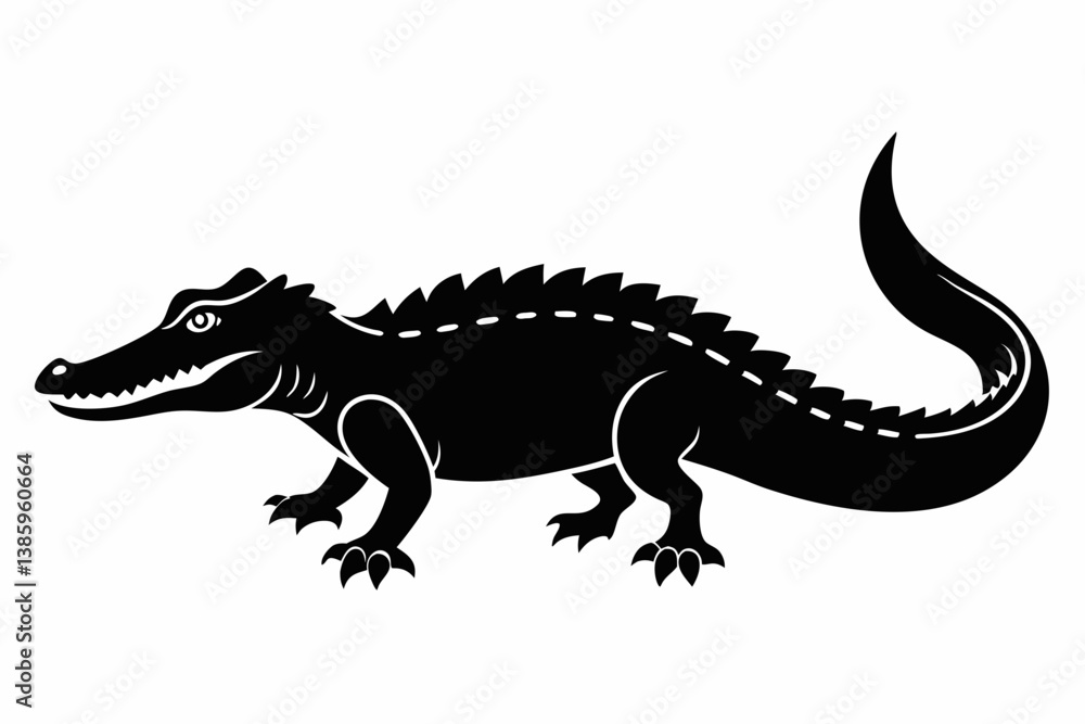 crocodile sihouette black vector crocodile sihouette black vector