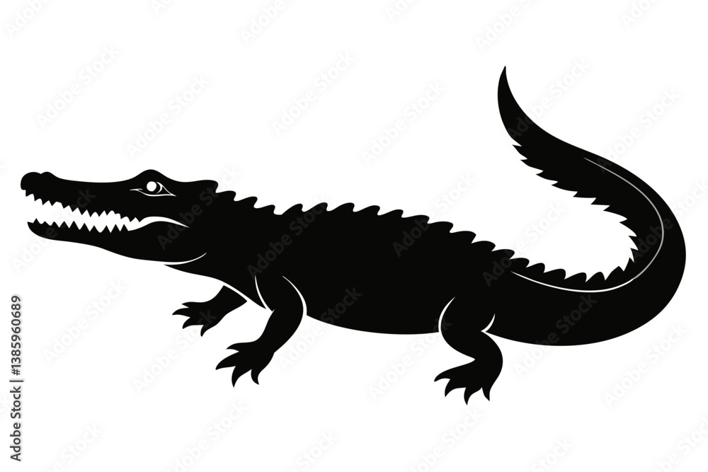 crocodile sihouette black vector crocodile sihouette black vector