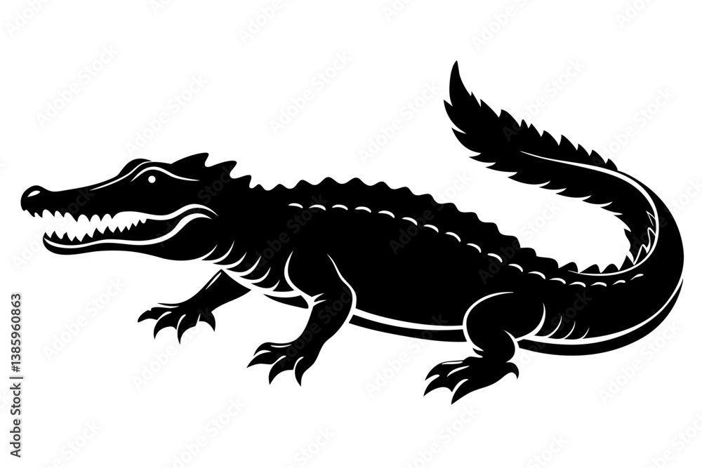crocodile sihouette black vector crocodile sihouette black vector