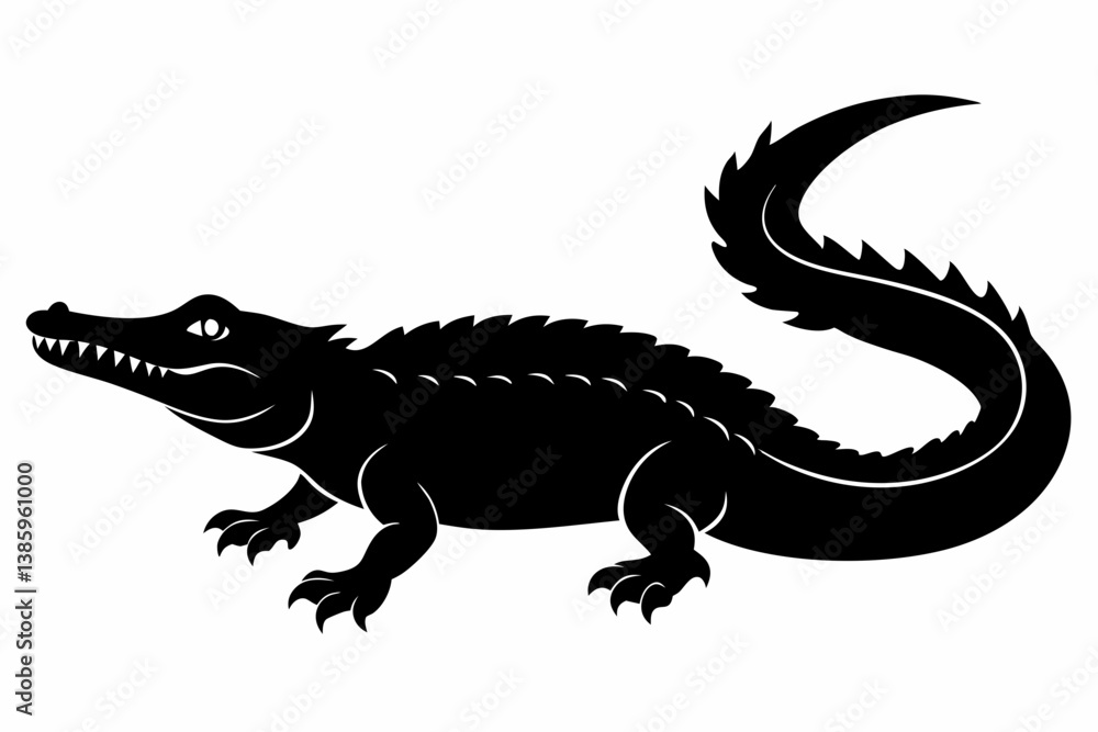 Fototapeta premium crocodile sihouette black vector