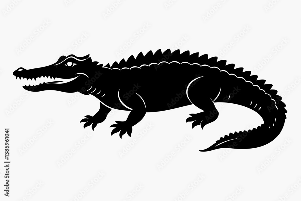 crocodile sihouette black vector crocodile sihouette black vector