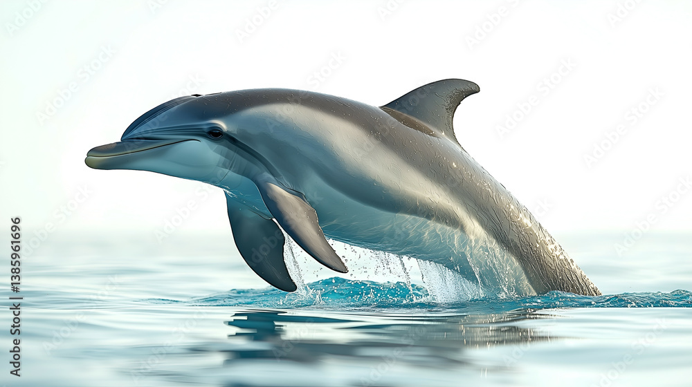 Naklejka premium Playful Dolphins Jumping in the Ocean: Marine Life Photography with Sea Mammals in Their Natural Habitat