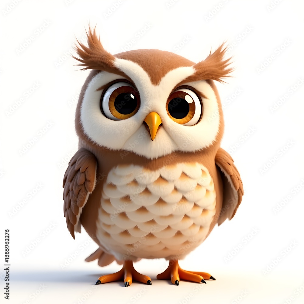 Adorable Cartoon Owl with Big Eyes and Fluffy Feathers For Kids Adorable Cartoon Owl with Big Eyes and Fluffy Feathers For Kids