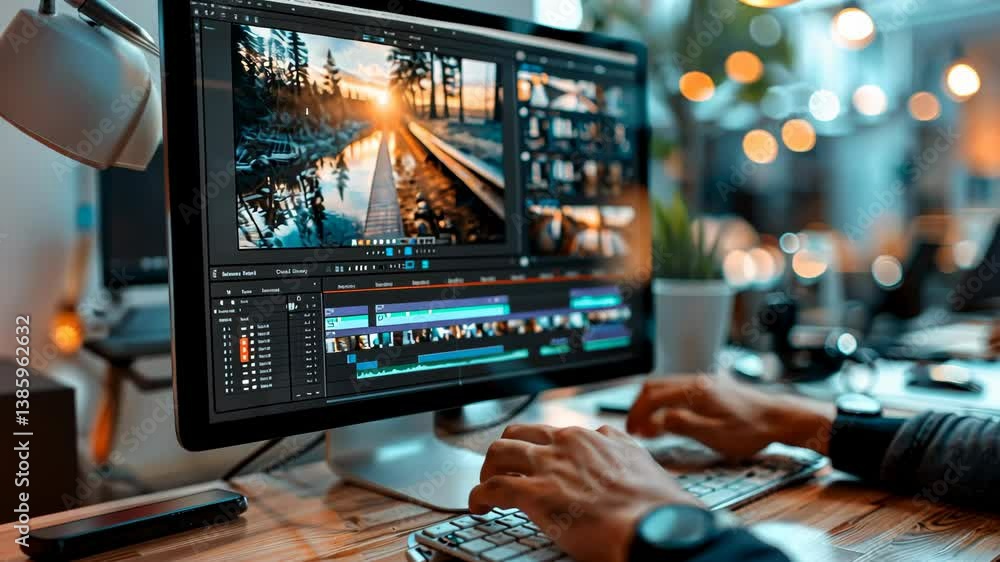 video blogger editing content on compute video blogger editing content on compute