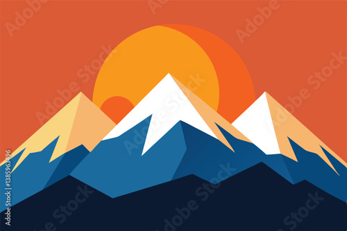 vector illustration of mountain landscape with mountains