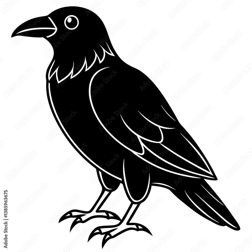Fototapeta premium Crow Vector Illustration – Cartoon, Clipart & Line Art Printable Graphic Design
