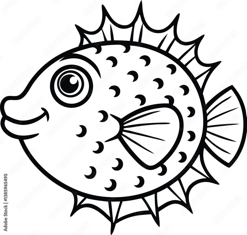 Puffer Fish Line art Design with white background
Puffer Fish Line art Design with white background
