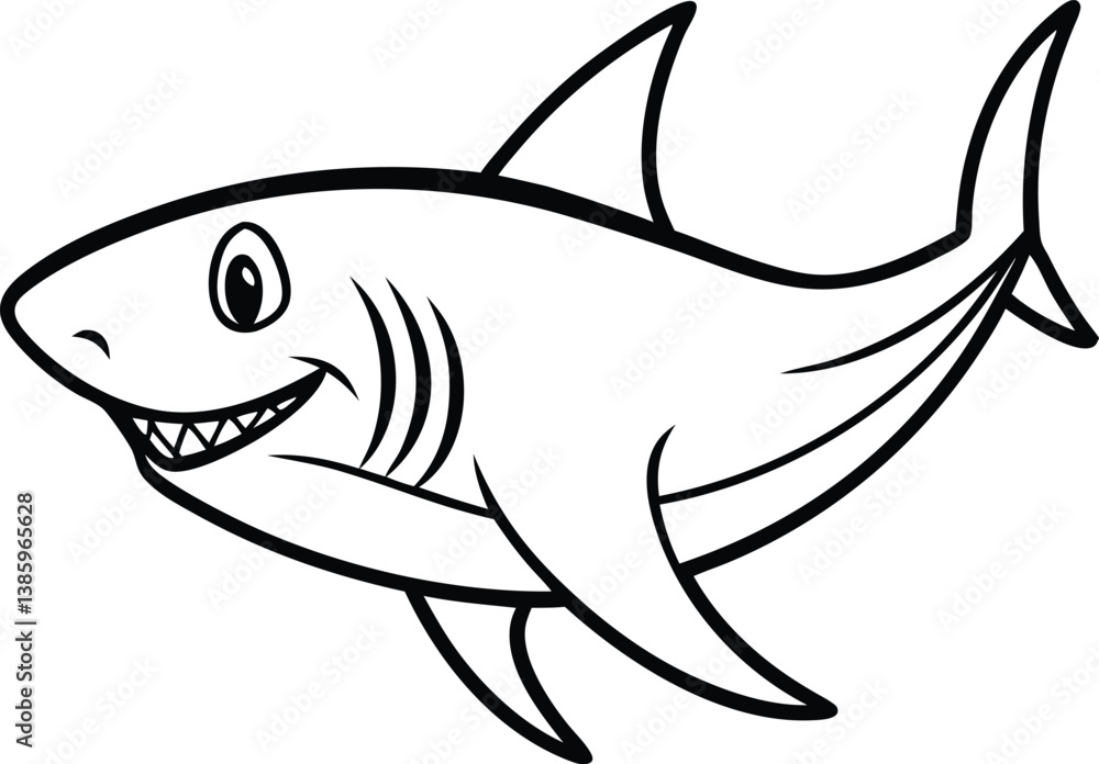 Obraz premium Shark Line art Design with white background