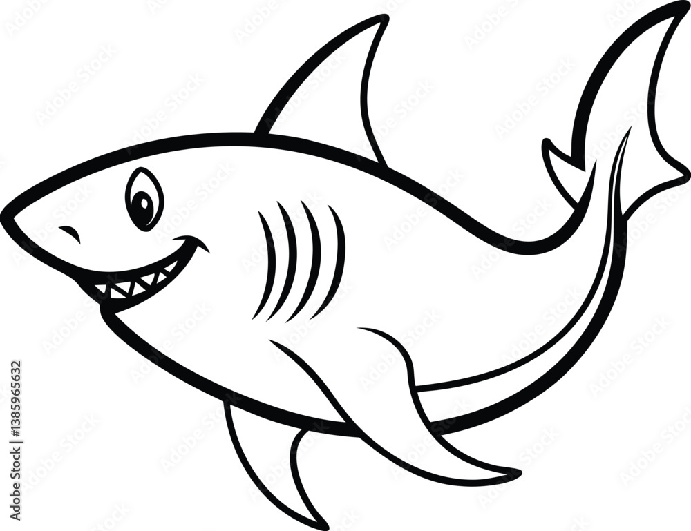 Fototapeta premium Shark Line art Design with white background