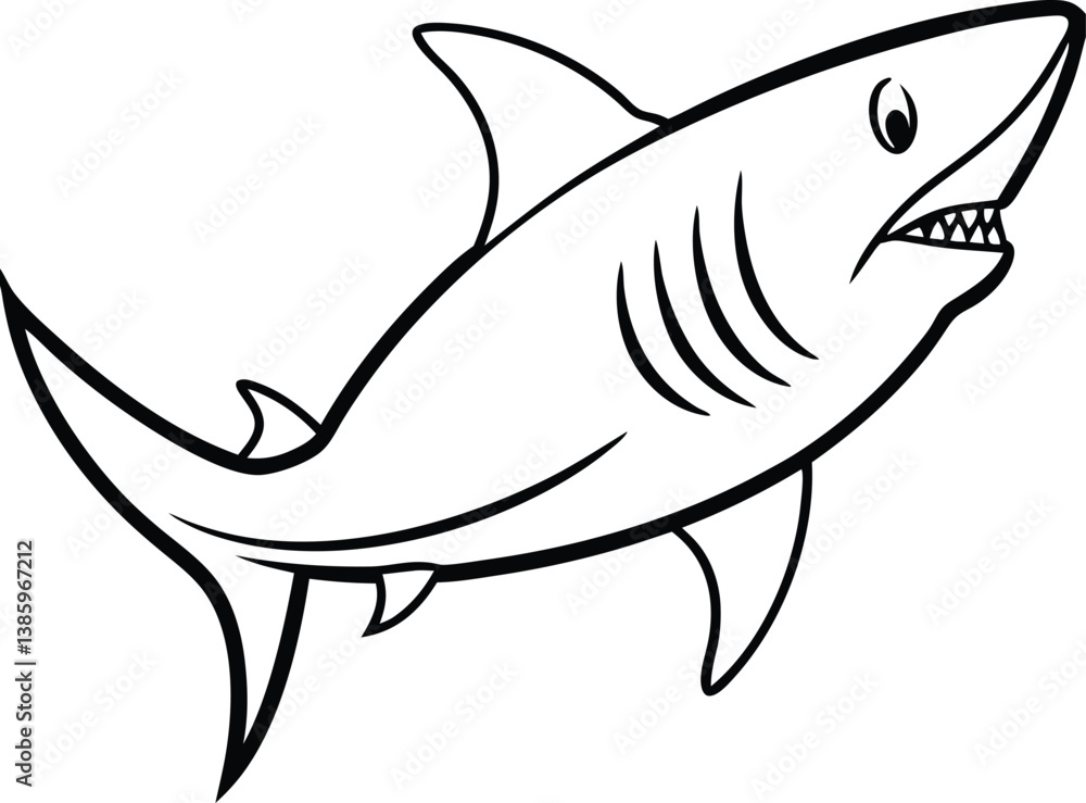 Obraz premium Shark Line art Design with white background