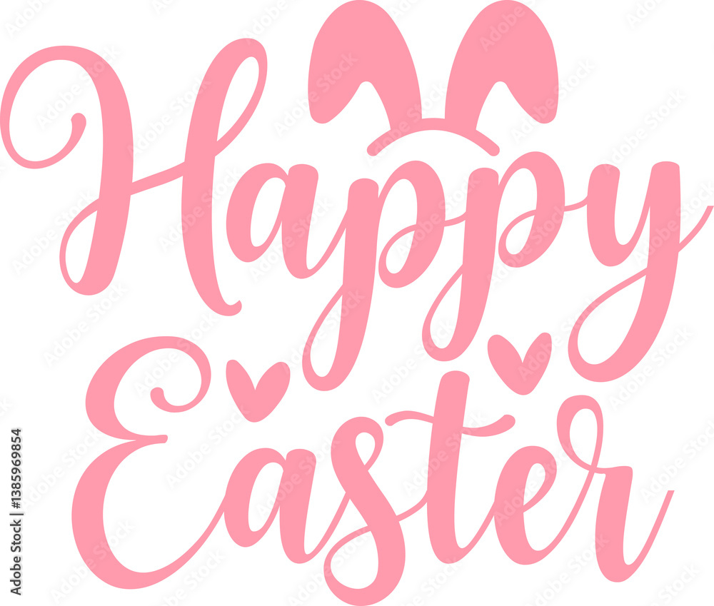 Happy Easter typography clip art design on plain white transparent isolated background for card, shirt, hoodie, sweatshirt, apparel, tag, mug, icon, poster or badge