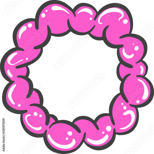 Circle frame cloud shape. Pink bubble gum