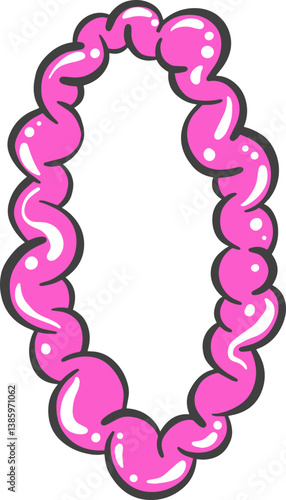 Oval frame cloud frame. Pink bubble gum