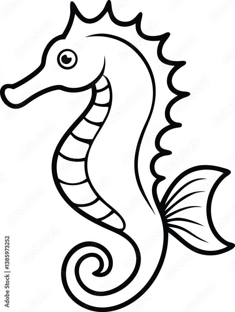 Fototapeta premium Sea Horse Line art Design with white background