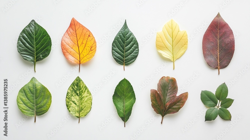 Obraz premium Colorful autumn leaves arranged in a grid pattern
