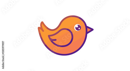 Cartoon bird illustration in vibrant orange color  