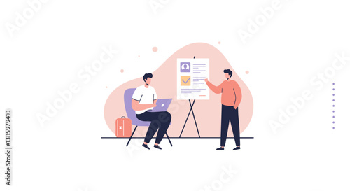 Two Colleagues Collaborating on a Presentation in a Modern Office  