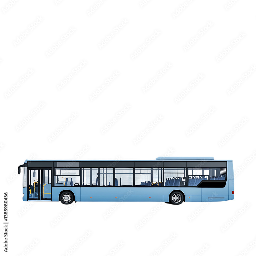 Large Blue Passenger Bus with Tinted Windows Isolated on Transparent Background Large Blue Passenger Bus with Tinted Windows Isolated on Transparent Background