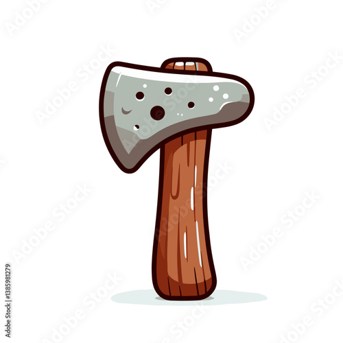 Vector art of vintage stone axe with wooden handle. Ideal for archaeological websites, primitive tool collections, and historical weapon illustrations.
