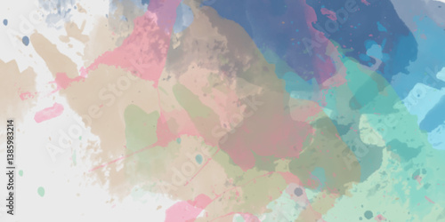 Abstract translucent multicolored watercolor background. Watercolor background. 3D illustration, 3D rendering. Colorful gradient ink colors wet effect hand drawn canvas background .