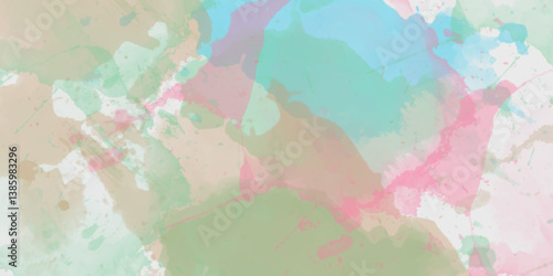 Abstract translucent multicolored watercolor background. Watercolor background. 3D illustration, 3D rendering. Colorful gradient ink colors wet effect hand drawn canvas background .