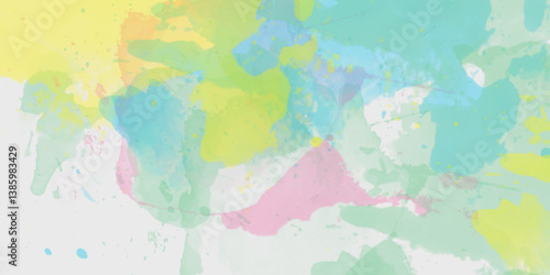 Abstract translucent multicolored watercolor background. Watercolor background. 3D illustration, 3D rendering. Colorful gradient ink colors wet effect hand drawn canvas background .