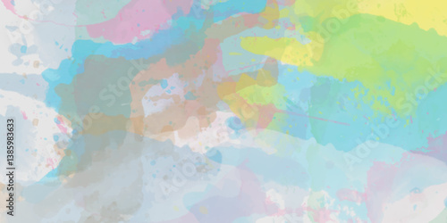 Abstract translucent multicolored watercolor background. Watercolor background. 3D illustration, 3D rendering. Colorful gradient ink colors wet effect hand drawn canvas background .