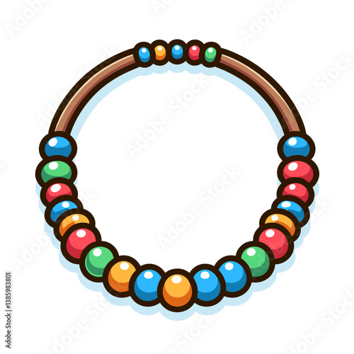 Vector illustration of colorful beaded bracelet in circular arrangement. Perfect for handcrafted jewelry or artisanal accessory marketing.